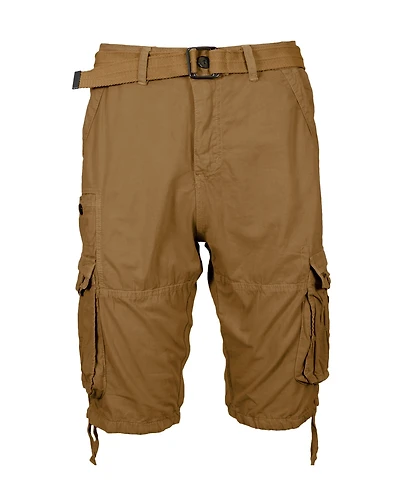 Blu Rock Men's Vintage-Like Cotton Cargo Belted Shorts