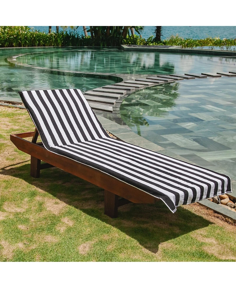 Arkwright Home California Cabana Chaise Lounge Covers (2 Pack), Striped Color Options, 30x85 in. with 8" Fitted Pocket for Beach or Pool Chair