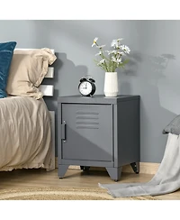 Homcom Locker-Style Nightsd Storage Side Table w/ Shelf & Metal Frame