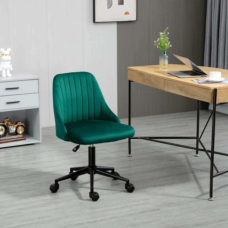 Vinsetto Velvet-Touch Mid-Back Armless Computer Office Task Chair Seat,