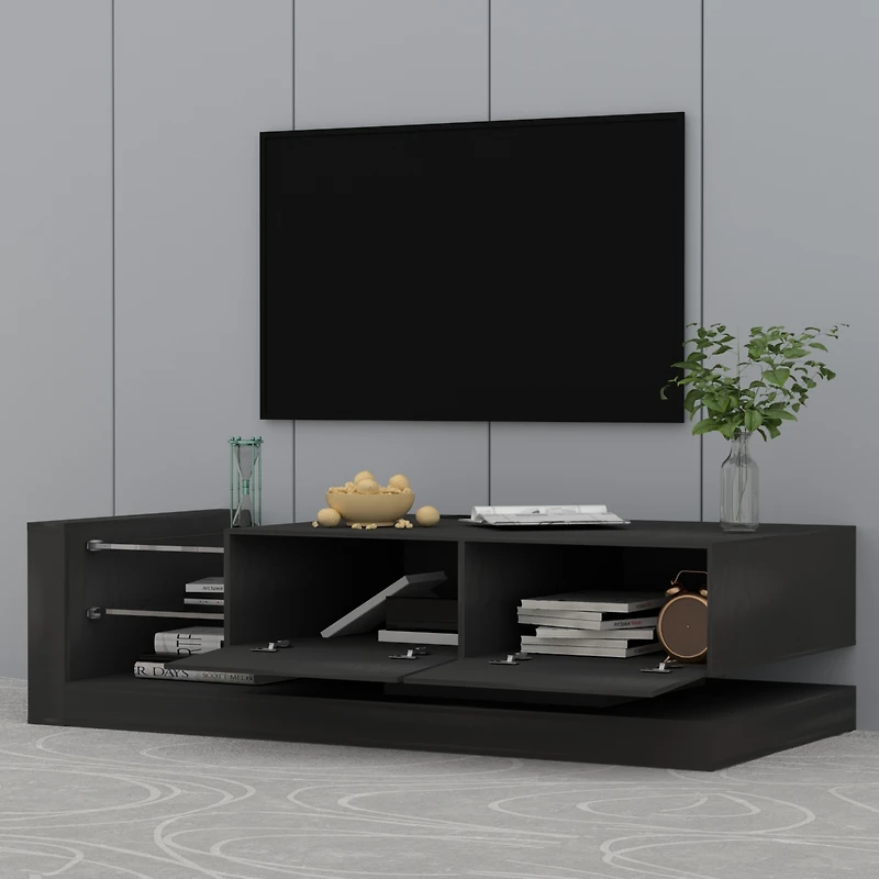 Streamdale Rgb Led Tv Console With Storage, Dimmable Lights