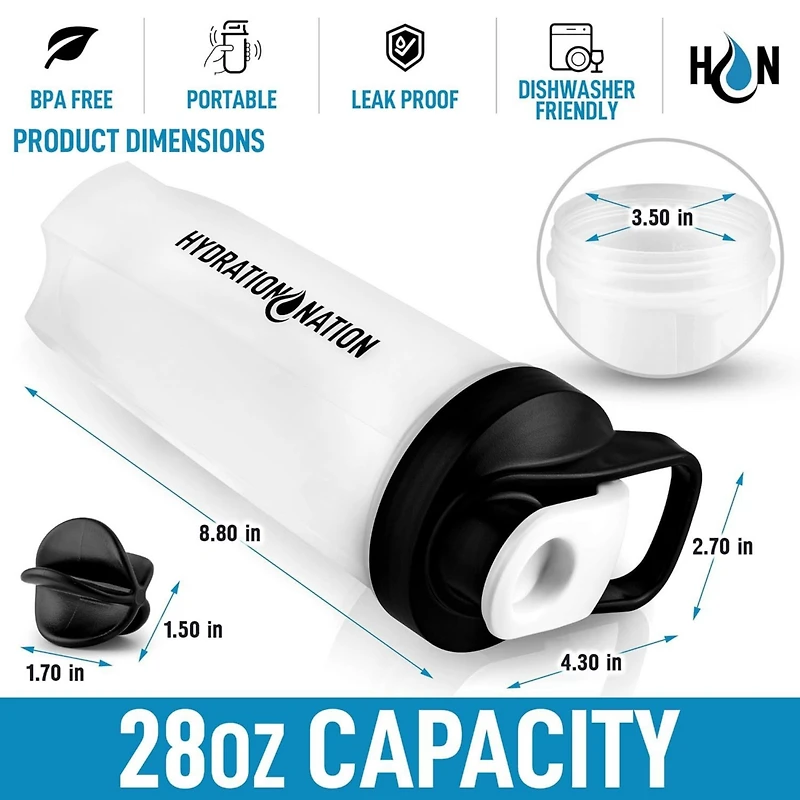 Zulay Kitchen Protein Shaker Bottle 28oz - Shaker Bottles For Protein Mixes With Paddle Shaker Ball