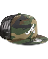 Men's New Era Camo Atlanta Braves Woodland Camo Trucker 9FIFTY Snapback Hat