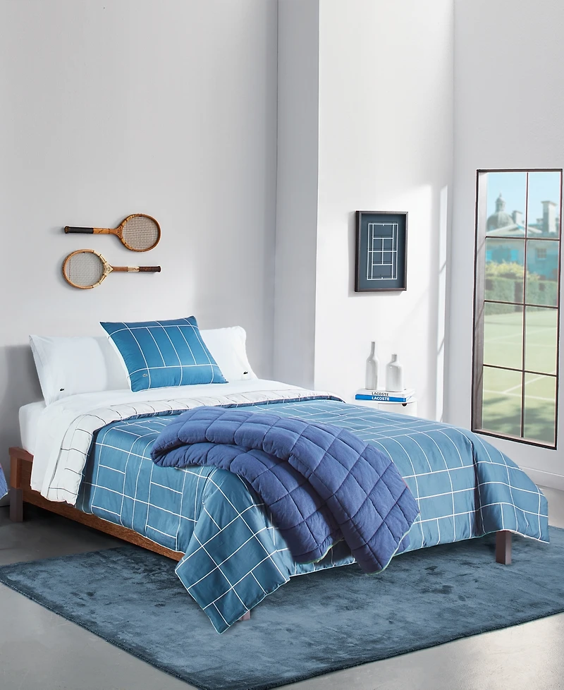 Lacoste Home Ashcombe 2 Piece Check Comforter Set, Twin