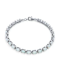 Bling Jewelry Solitaire Round Created Opal Tennis Bracelet Sterling Silver