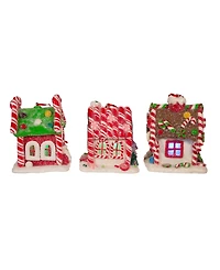 Kurt Adler 3.5" Battery-Operated Gingerbread Led Candy House, 3 Piece Set
