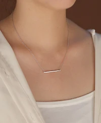 Bling Jewelry Thin Minimalist Sideways Horizontal Round Station Bar Pendant Necklace Sterling Silver