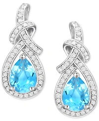 Amethyst (1-1/4 ct. t.w.) & Lab-Grown White Sapphire (1/3 Swirl Drop Earrings 14k Gold-Plated Sterling Silver (Also Additional Gemston