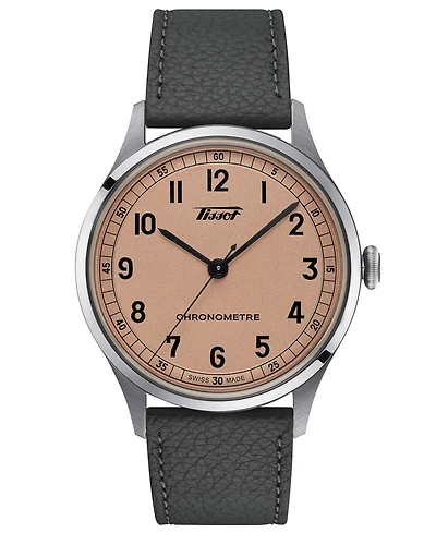 Tissot Unisex Swiss Automatic Heritage 1938 Gray Leather Strap Watch 39mm