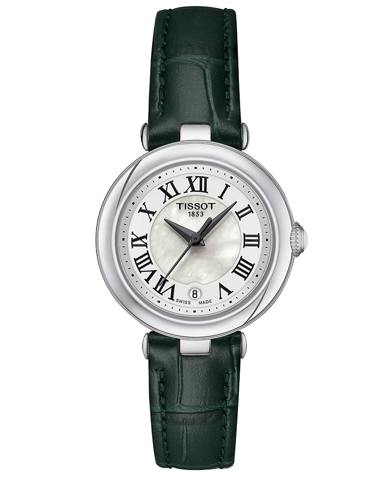 Tissot Women's Swiss Bellissima Green Leather Strap Watch 26mm