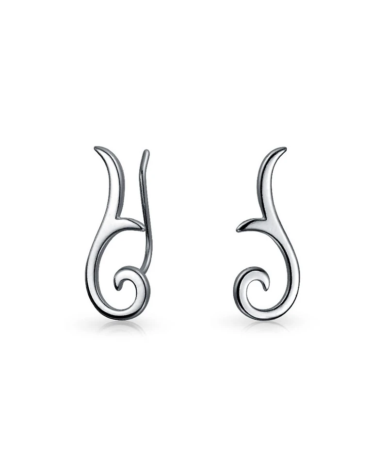Bling Jewelry Minimalist Geometric Tribal Scroll Ear Pin Crawlers Climbers Earrings Rose Gold Plated Sterling Silver