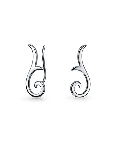 Bling Jewelry Minimalist Geometric Tribal Scroll Ear Pin Crawlers Climbers Earrings Rose Gold Plated Sterling Silver