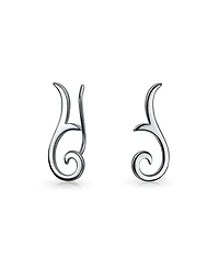 Bling Jewelry Minimalist Geometric Tribal Scroll Ear Pin Crawlers Climbers Earrings Rose Gold Plated Sterling Silver