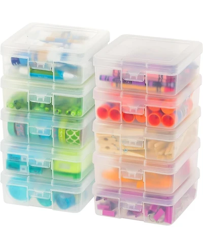 Iris 10 Pack Small Plastic Hobby Art Craft Supply Organizer Storage Containers with Latching Lid