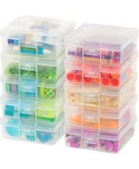 Iris 10 Pack Small Plastic Hobby Art Craft Supply Organizer Storage Containers with Latching Lid
