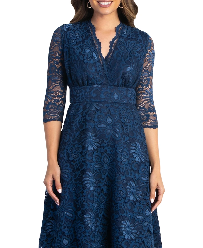Kiyonna Women's Mademoiselle Lace Cocktail Dress with Sleeves