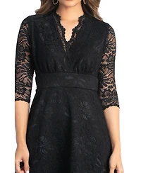 Kiyonna Women's Mademoiselle Lace Cocktail Dress with Sleeves