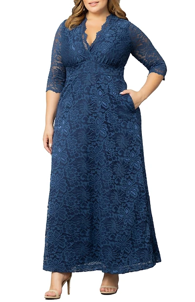 Kiyonna Women's Plus Maria Lace Evening Gown