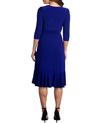 Kiyonna Women's Whimsy Ruffled Midi Wrap Dress