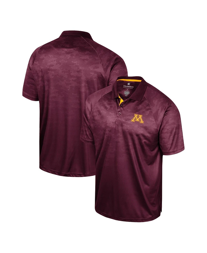 Men's Colosseum Maroon Minnesota Golden Gophers Honeycomb Raglan Polo Shirt