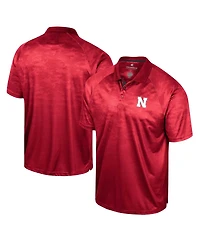 Men's Colosseum Scarlet Nebraska Huskers Honeycomb Raglan Polo Shirt