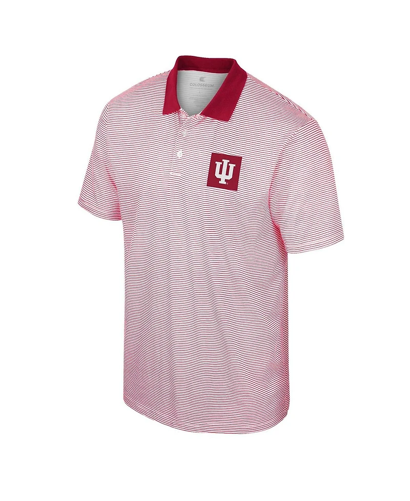 Men's Colosseum White Indiana Hoosiers Print Stripe Polo Shirt