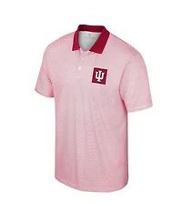 Men's Colosseum White Indiana Hoosiers Print Stripe Polo Shirt