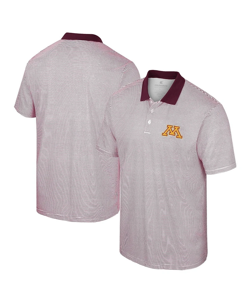 Men's Colosseum White, Maroon Minnesota Golden Gophers Print Stripe Polo Shirt