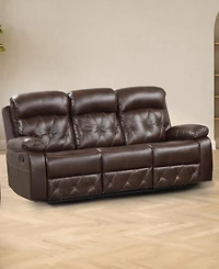 Furniture of America Wallace 84" Faux Leather Manual Recliner Sofa