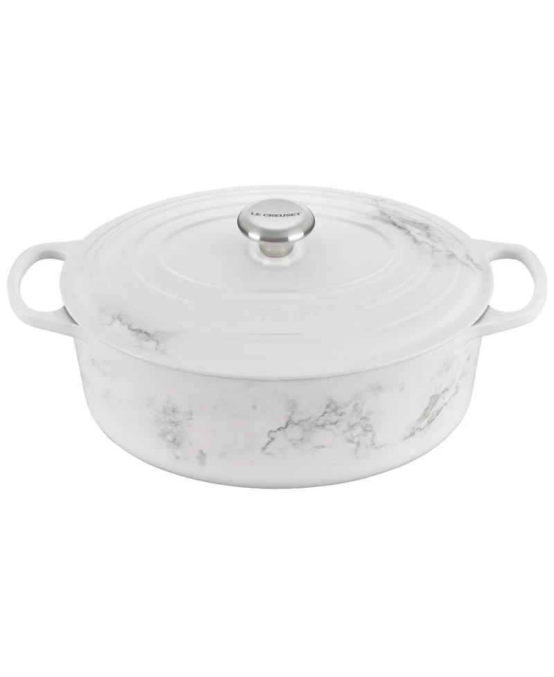 Le Creuset 6.75 Quart Cast Iron Oval Dutch Oven with Marble Applique