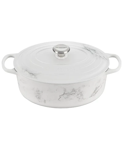 Le Creuset 6.75 Quart Cast Iron Oval Dutch Oven with Marble Applique