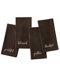 Elrene Harvest Sentiment Embroidered Napkins, Set of 4, 17" x