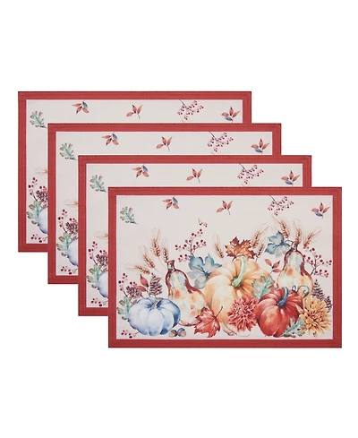 Elrene Botanical Harvest Pumpkin Engineered Placemats, Set of 4, 13" x 19"