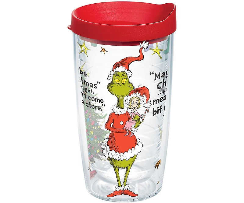 Tervis Dr. Seuss Grinch Christmas Holiday Quote Made in Usa Double Walled Insulated Tumbler Travel Cup Keeps Drinks Cold & Hot, 16oz, Classic
