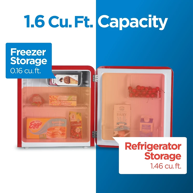 1.6 Cu. Ft. Retro Refrigerator,Red