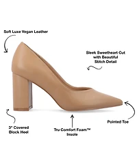 Journee Collection Women's Simonne Block Heel Pointed Toe Pumps