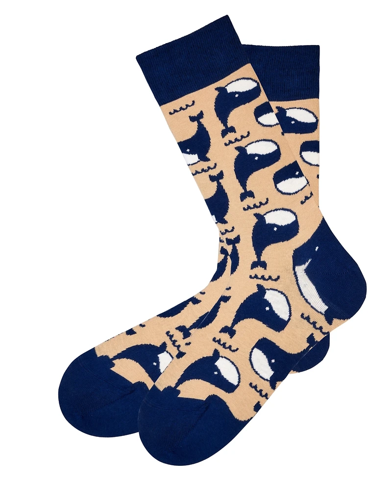 Love Sock Company Men's Whale Novelty Colorful Unisex Crew Socks with Seamless Toe Design, Pack of 1