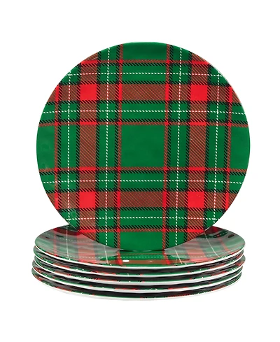 Certified International Christmas Plaid 11" Set of 6 Dinner Plate