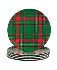 Certified International Christmas Plaid 11" Set of 6 Dinner Plate