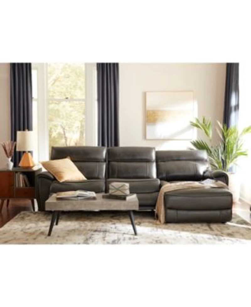 Closeout Hutchenson Zero Gravity Leather Sectional Collection Created For Macys
