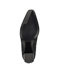 Guess Women's Yonel Block Heel Stretch Knit Logo Dress Booties