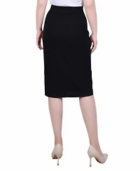 Ny Collection Petite Slim Belted Scuba Crepe Skirt