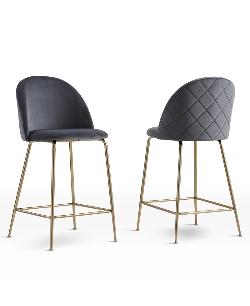 Best Master Furniture Miramar 39" Velvet Metal Bar Stools, Set of 2