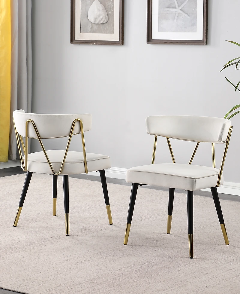 Best Master Furniture Aireys 31" Velvet with Metal Accents Armless Chair, Set of 2