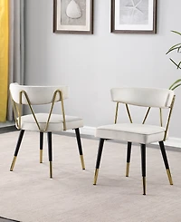 Best Master Furniture Aireys 31" Velvet with Metal Accents Armless Chair, Set of 2