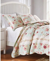 Greenland Home Fashions Antique Rose 100% Cotton Reversible 4 Piece Quilt Set, Twin/Twin Xl