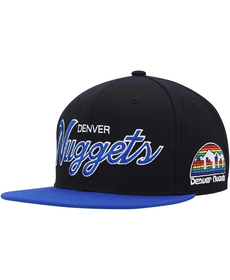 Men's Mitchell & Ness Black Denver Nuggets Hardwood Classics Mvp Team Script 2.0 Snapback Hat