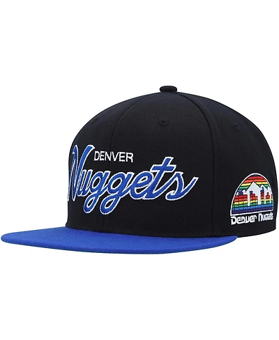 Men's Mitchell & Ness Black Denver Nuggets Hardwood Classics Mvp Team Script 2.0 Snapback Hat