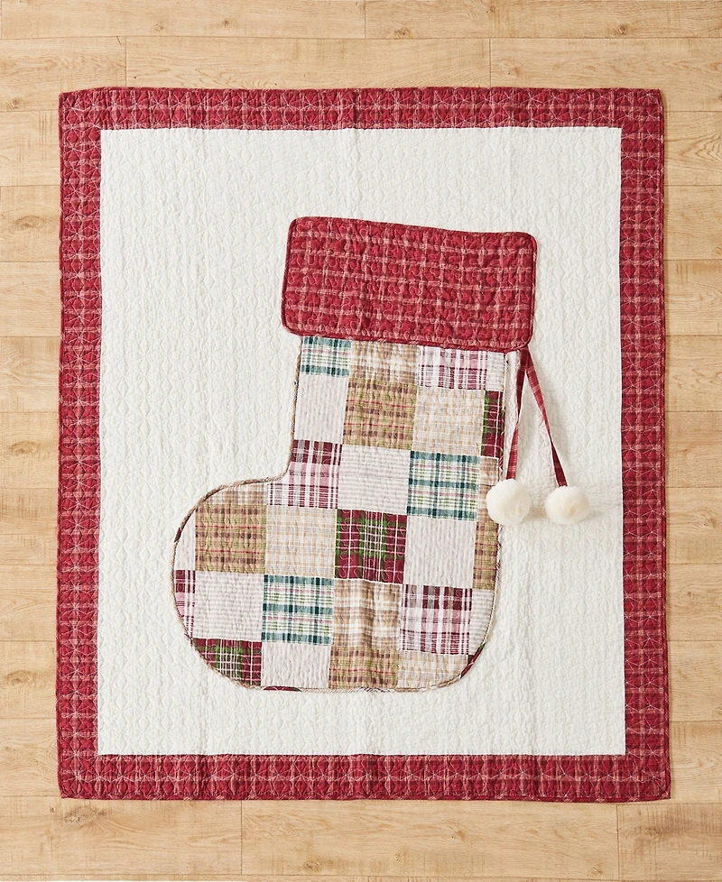 Greenland Home Fashions Jolly Stocking Patchwork Throw, 50" x 60"
