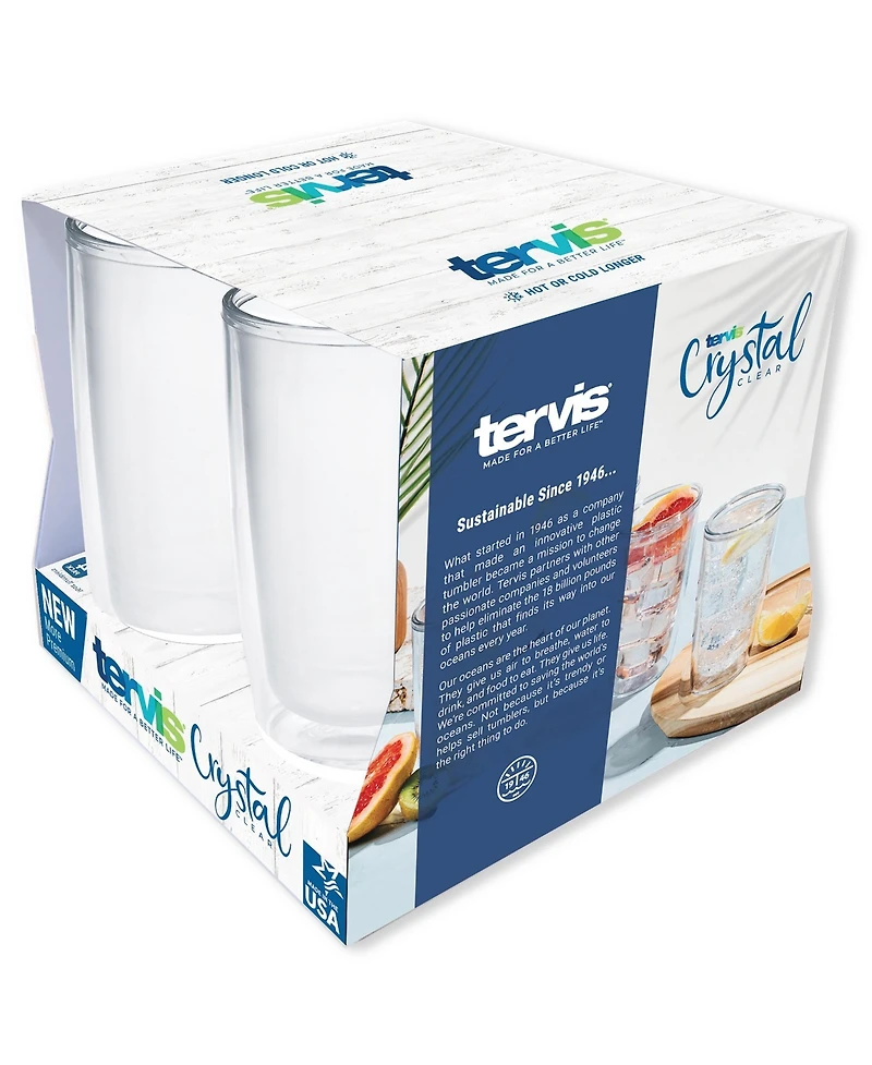 Tervis Crystal Clear Tabletop Made in Usa Double Walled Insulated Tumbler Travel Cup Keeps Drinks Cold & Hot, 16oz - 4pk, Classic